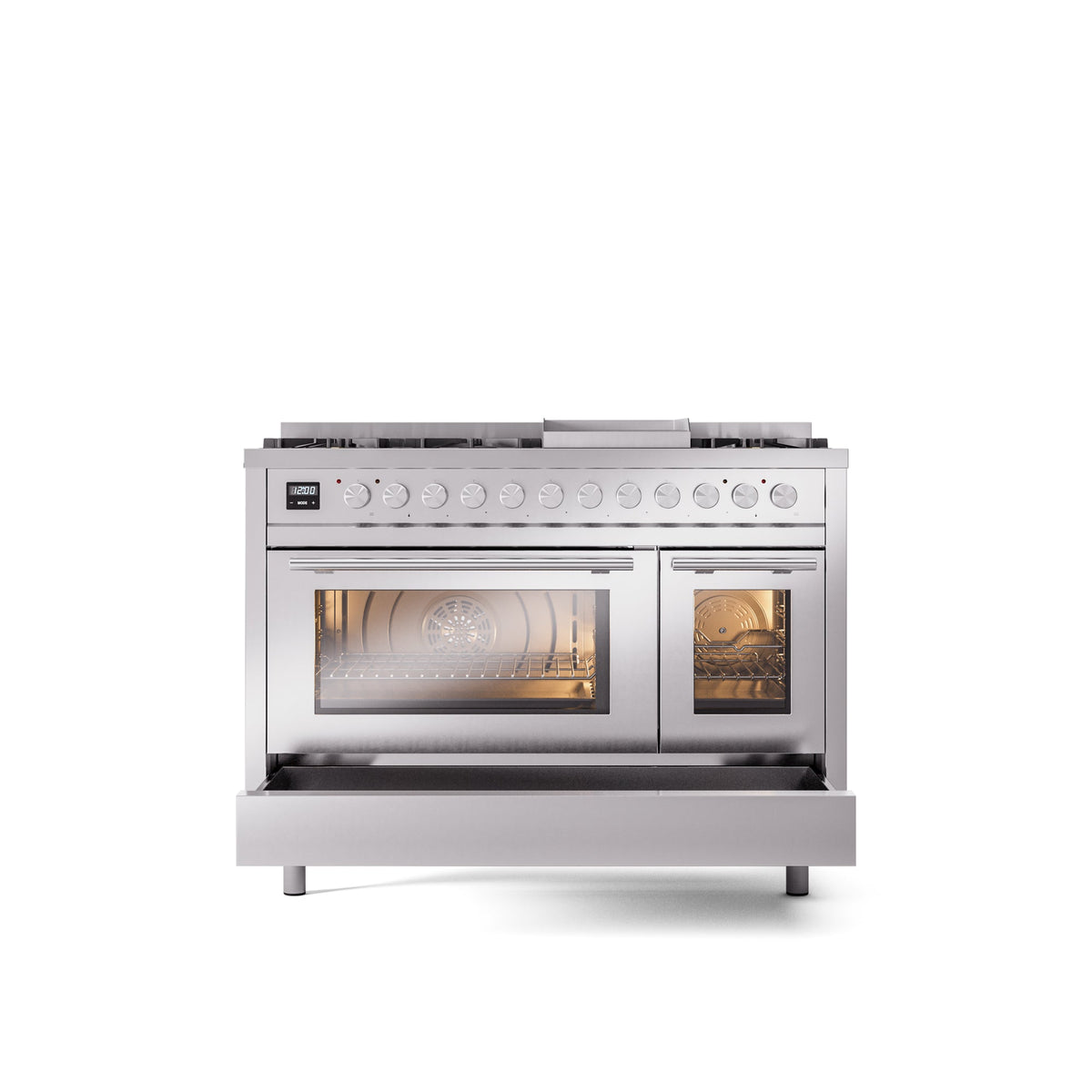 ILVE 48-Inch Professional Plus II Freestanding Dual Fuel Range with 8 Sealed Burner - UP48FWMP