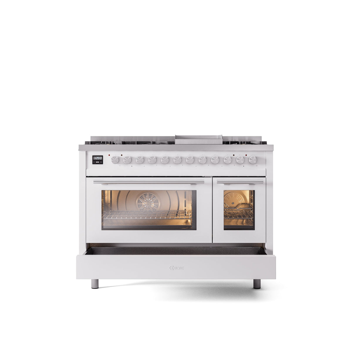 ILVE 48-Inch Professional Plus II Freestanding Dual Fuel Range with 8 Sealed Burner - UP48FWMP