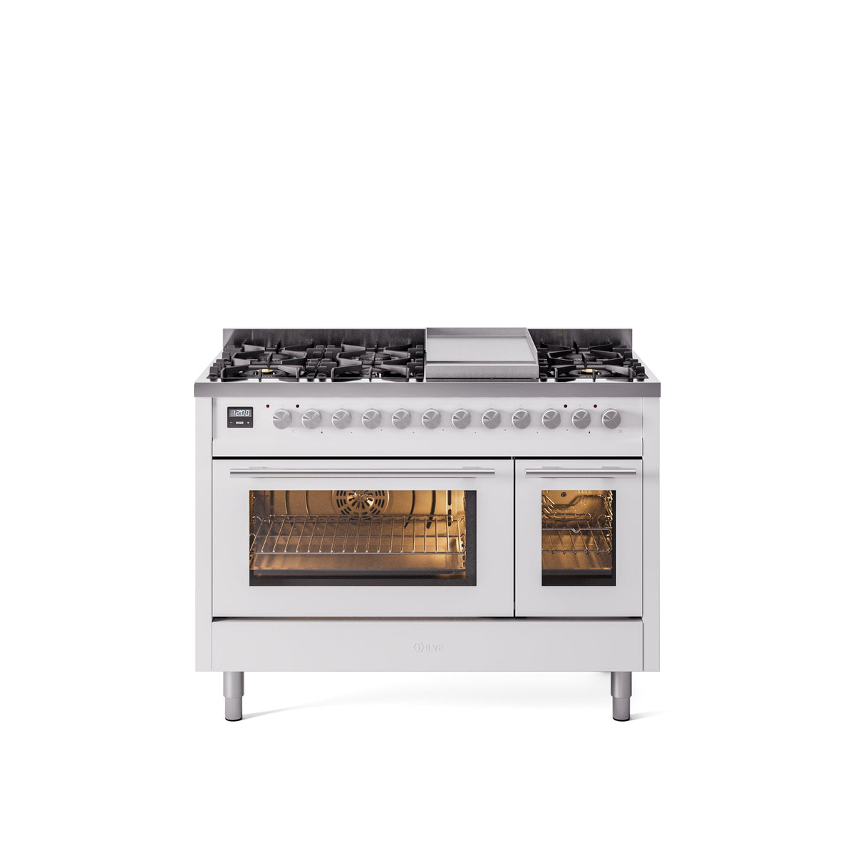 ILVE 48-Inch Professional Plus II Freestanding Dual Fuel Range with 8 Sealed Burner - UP48FWMP