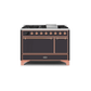 ILVE 48 Inch Majestic II Series Freestanding Dual Fuel Liquid Propane Range with 8 Sealed Brass Non Stick Coated Burners and Griddle UM12FDQNS3
