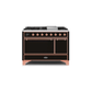 ILVE 48 Inch Majestic II Series Freestanding Dual Fuel Liquid Propane Range with 8 Sealed Brass Non Stick Coated Burners and Griddle UM12FDQNS3