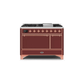 ILVE 48 Inch Majestic II Series Freestanding Dual Fuel Liquid Propane Range with 8 Sealed Brass Non Stick Coated Burners and Griddle UM12FDQNS3