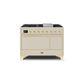 ILVE 48 Inch Majestic II Series Freestanding Dual Fuel Liquid Propane Range with 8 Sealed Brass Non Stick Coated Burners and Griddle UM12FDQNS3