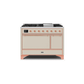 ILVE 48 Inch Majestic II Series Freestanding Dual Fuel Liquid Propane Range with 8 Sealed Brass Non Stick Coated Burners and Griddle UM12FDQNS3