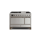 ILVE 48 Inch Majestic II Series Freestanding Dual Fuel Liquid Propane Range with 8 Sealed Brass Non Stick Coated Burners and Griddle UM12FDQNS3