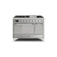 ILVE 48 Inch Majestic II Series Freestanding Dual Fuel Liquid Propane Range with 8 Sealed Brass Non Stick Coated Burners and Griddle UM12FDQNS3