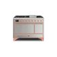 ILVE 48 Inch Majestic II Series Freestanding Dual Fuel Liquid Propane Range with 8 Sealed Brass Non Stick Coated Burners and Griddle UM12FDQNS3