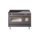 ILVE 48" Nostalgie II Series Freestanding Electric Double Oven Range with 8 Elements, Triple Glass Cool Door, Convection Oven, TFT Oven Control Display and Child Lock - UPI486NMP