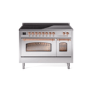 ILVE 48" Nostalgie II Series Freestanding Electric Double Oven Range with 8 Elements, Triple Glass Cool Door, Convection Oven, TFT Oven Control Display and Child Lock - UPI486NMP