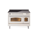 ILVE 48" Nostalgie II Series Freestanding Electric Double Oven Range with 8 Elements, Triple Glass Cool Door, Convection Oven, TFT Oven Control Display and Child Lock - UPI486NMP