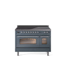 ILVE 48" Nostalgie II Series Freestanding Electric Double Oven Range with 8 Elements, Triple Glass Cool Door, Convection Oven, TFT Oven Control Display and Child Lock - UPI486NMP