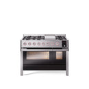 ILVE 48" Panoramagic Series Freestanding Double Oven Dual Fuel Range with 8 Sealed Burners and Griddle - UPM12FDS3