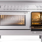 ILVE 48" Professional Plus II Series Freestanding Electric Double Oven Range with 8 Elements, Triple Glass Cool Door, Convection Oven, TFT Oven Control Display and Child Lock - UPI486WMP
