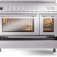ILVE 48" Professional Plus II Series Freestanding Electric Double Oven Range with 8 Elements, Triple Glass Cool Door, Convection Oven, TFT Oven Control Display and Child Lock - UPI486WMP