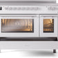 ILVE 48" Professional Plus II Series Freestanding Electric Double Oven Range with 8 Elements, Triple Glass Cool Door, Convection Oven, TFT Oven Control Display and Child Lock - UPI486WMP