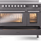 ILVE 48" Professional Plus II Series Freestanding Electric Double Oven Range with 8 Elements, Triple Glass Cool Door, Convection Oven, TFT Oven Control Display and Child Lock - UPI486WMP