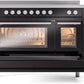 ILVE 48" Professional Plus II Series Freestanding Electric Double Oven Range with 8 Elements, Triple Glass Cool Door, Convection Oven, TFT Oven Control Display and Child Lock - UPI486WMP