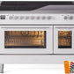 ILVE 48" Professional Plus II Series Freestanding Electric Double Oven Range with 8 Elements, Triple Glass Cool Door, Convection Oven, TFT Oven Control Display and Child Lock - UPI486WMP