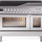 ILVE 48" Professional Plus II Series Freestanding Electric Double Oven Range with 8 Elements, Triple Glass Cool Door, Convection Oven, TFT Oven Control Display and Child Lock 