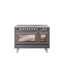 ILVE 48" Professional Plus II Series Freestanding Electric Double Oven Range with 8 Elements, Triple Glass Cool Door, Convection Oven, TFT Oven Control Display and Child Lock - UPI486WMP