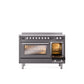 ILVE 48" Professional Plus II Series Freestanding Electric Double Oven Range with 8 Elements, Triple Glass Cool Door, Convection Oven, TFT Oven Control Display and Child Lock - UPI486WMP