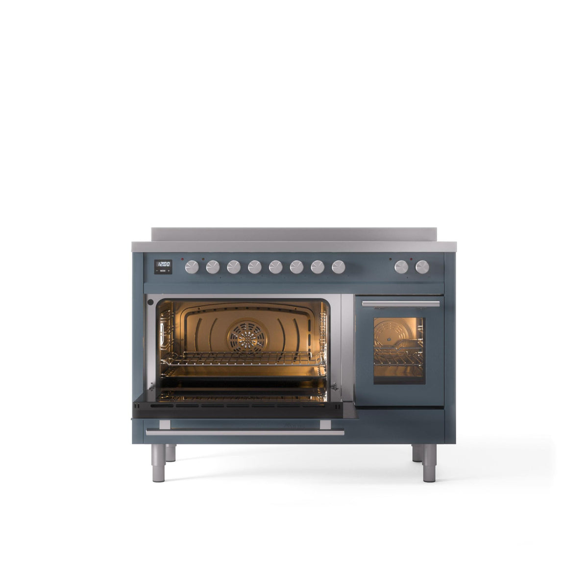 ILVE 48" Professional Plus II Series Freestanding Electric Double Oven Range with 8 Elements, Triple Glass Cool Door, Convection Oven, TFT Oven Control Display and Child Lock - UPI486WMP