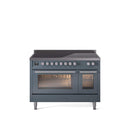 ILVE 48" Professional Plus II Series Freestanding Electric Double Oven Range with 8 Elements, Triple Glass Cool Door, Convection Oven, TFT Oven Control Display and Child Lock - UPI486WMP