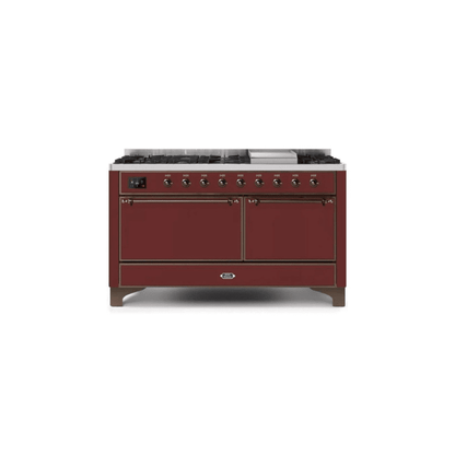 ILVE Majestic II Series 60 Inch Dual Fuel Freestanding Range Gas/Propane UM15FDQNS3