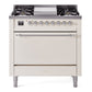 ILVE Nostalgie II 36" Dual Fuel Range with 6 Sealed Burners + Griddle Solid Door - UP36FQNMP