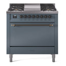 ILVE Nostalgie II 36" Dual Fuel Range with 6 Sealed Burners + Griddle Solid Door - UP36FQNMP