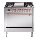 ILVE Nostalgie II 36" Dual Fuel Range with 6 Sealed Burners + Griddle Solid Door - UP36FQNMP