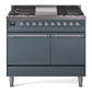ILVE Nostalgie II 40" Dual Fuel Range with 6 Sealed Burners + Griddle Solid Door - UPD40FQNMP