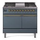 ILVE Nostalgie II 40" Dual Fuel Range with 6 Sealed Burners + Griddle Solid Door - UPD40FQNMP