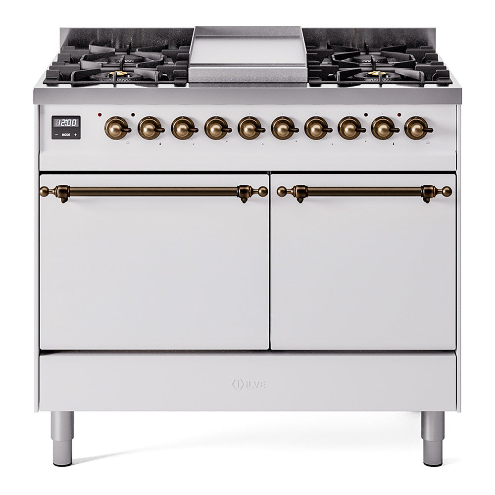 ILVE Nostalgie II 40" Dual Fuel Range with 6 Sealed Burners + Griddle Solid Door - UPD40FQNMP