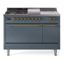 ILVE Nostalgie II 48" Dual Fuel Range with 5 Sealed Burners + Griddle + French Top Solid Door - UP48FSQNMP