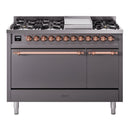 ILVE Nostalgie II 48" Dual Fuel Range with 8 Sealed Burners + Griddle Solid Door - UP48FQNMP
