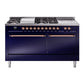 ILVE Nostalgie II 60" Dual Fuel Range with 7 Sealed Burners + Griddle + French Top Solid Door - UP60FSQNMP