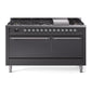 ILVE Nostalgie II 60" Dual Fuel Range with 9 Sealed Burners + Griddle Solid Door - UP60FQNMP