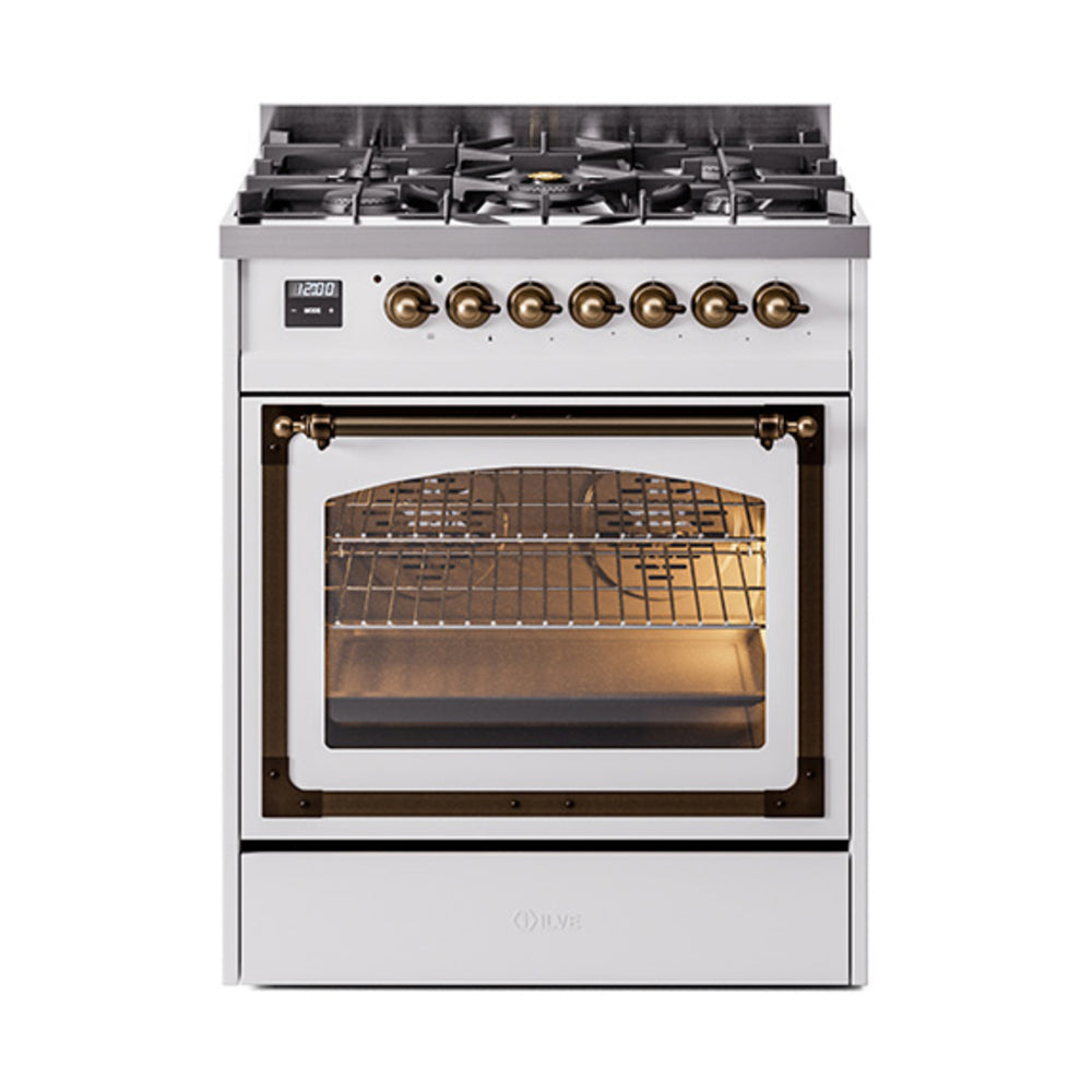 ILVE Nostalgie II Noblesse 30″ Dual Fuel Range Triple Glass Door - UN30NMP