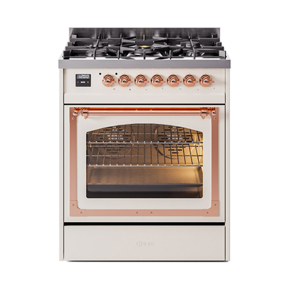 ILVE Nostalgie II Noblesse 30″ Dual Fuel Range Triple Glass Door - UN30NMP