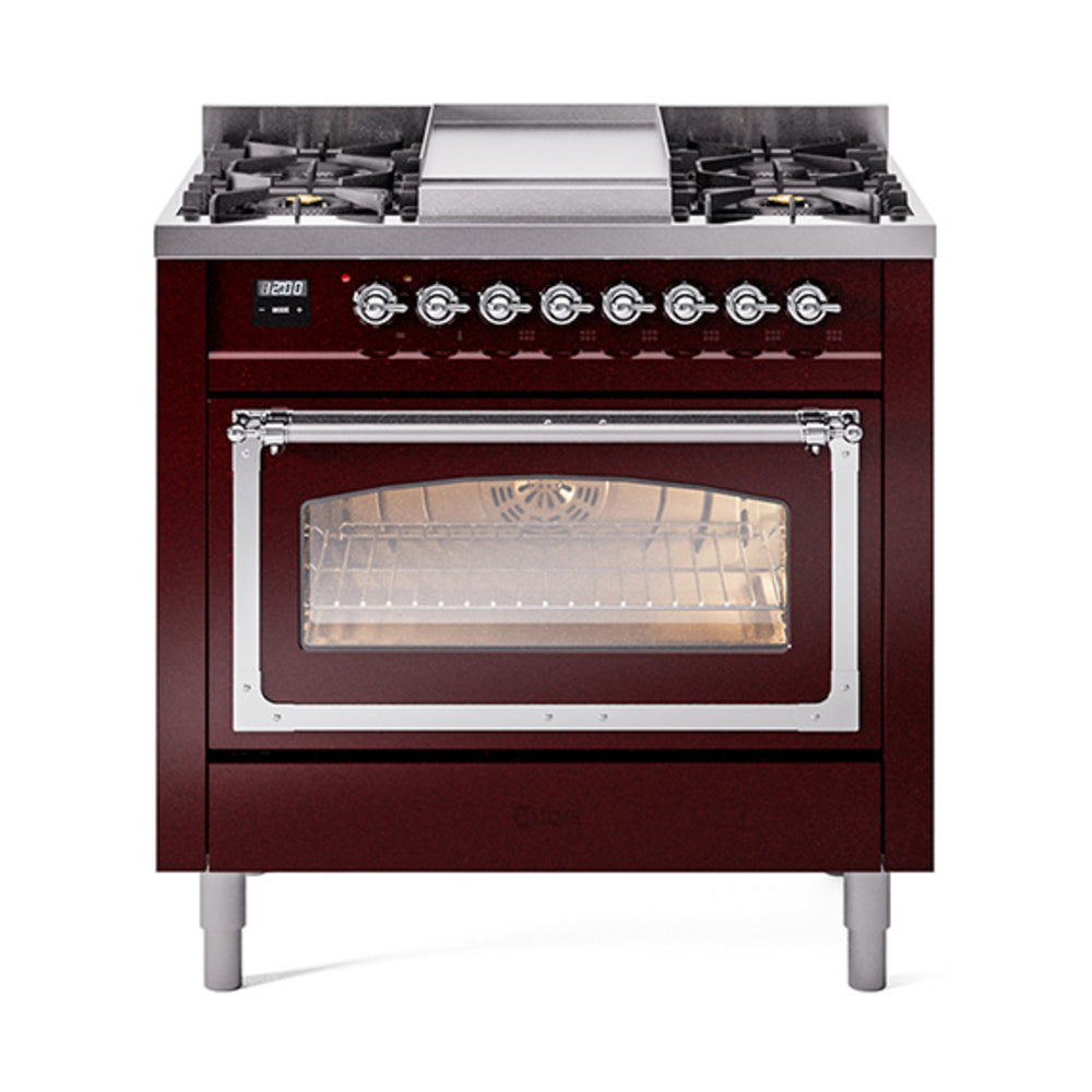 ILVE Nostalgie II Noblesse 36″ Dual Fuel Range Triple Glass Door -UN36FNMP