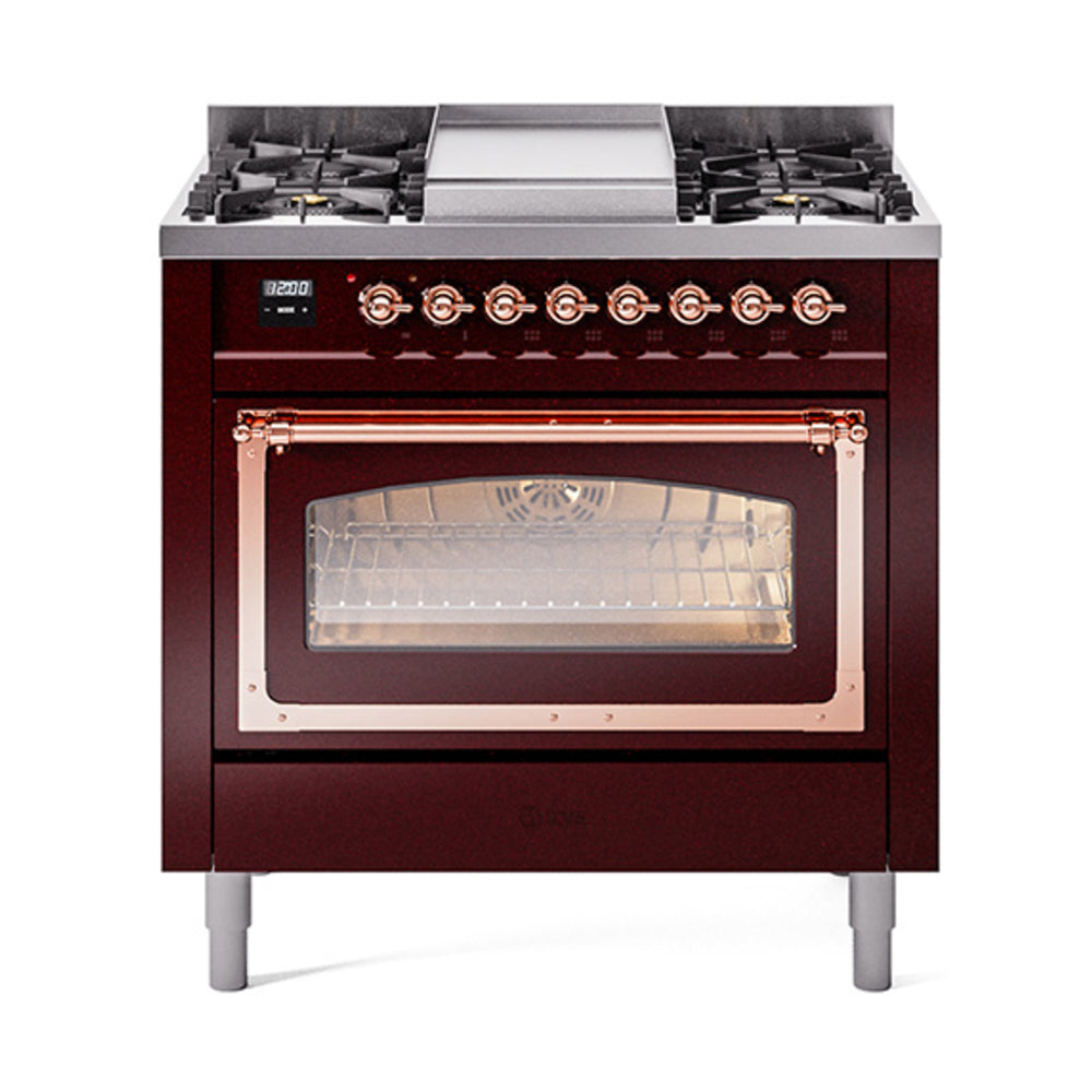 ILVE Nostalgie II Noblesse 36″ Dual Fuel Range Triple Glass Door -UN36FNMP