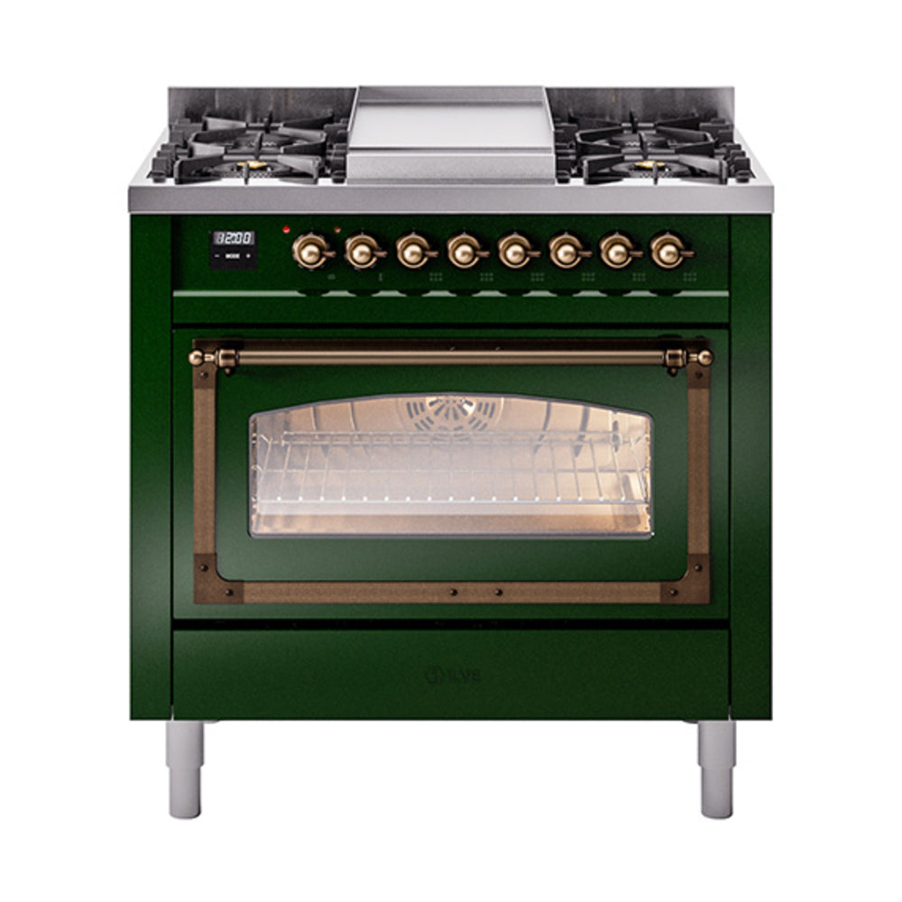 ILVE Nostalgie II Noblesse 36″ Dual Fuel Range Triple Glass Door -UN36FNMP