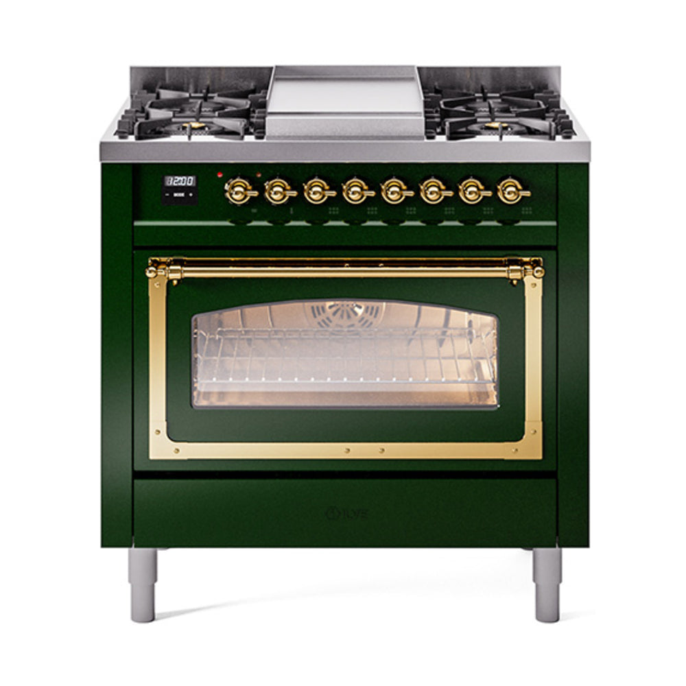 ILVE Nostalgie II Noblesse 36″ Dual Fuel Range Triple Glass Door -UN36FNMP