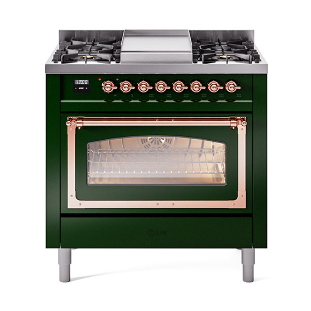 ILVE Nostalgie II Noblesse 36″ Dual Fuel Range Triple Glass Door -UN36FNMP