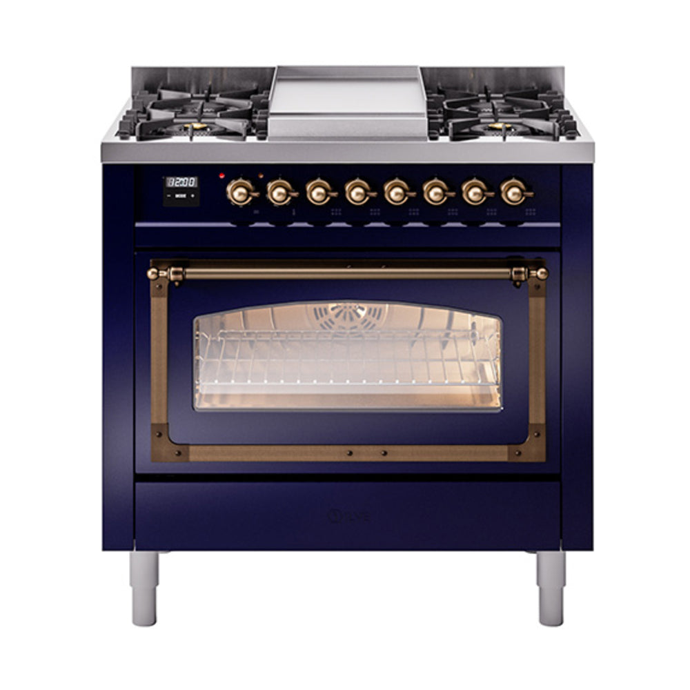 ILVE Nostalgie II Noblesse 36″ Dual Fuel Range Triple Glass Door -UN36FNMP