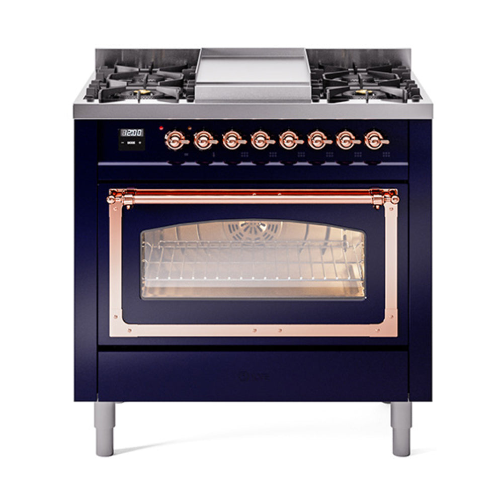 ILVE Nostalgie II Noblesse 36″ Dual Fuel Range Triple Glass Door -UN36FNMP