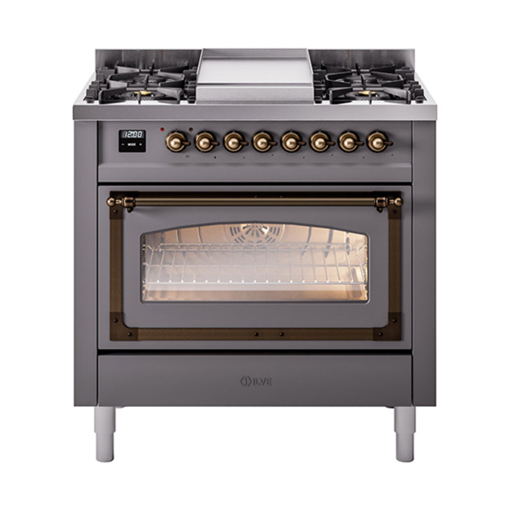 ILVE Nostalgie II Noblesse 36″ Dual Fuel Range Triple Glass Door -UN36FNMP