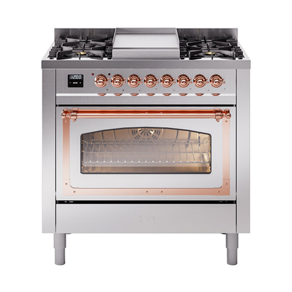 ILVE Nostalgie II Noblesse 36″ Dual Fuel Range Triple Glass Door -UN36FNMP