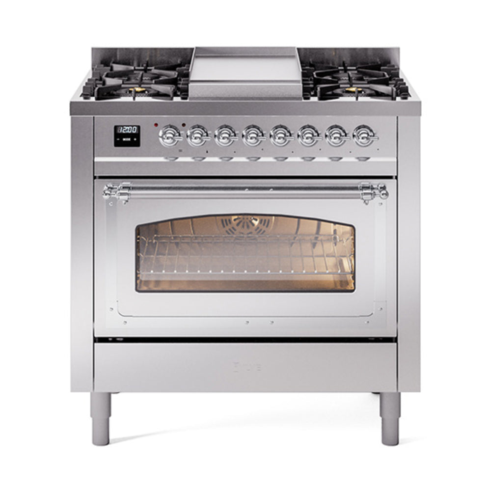 ILVE Nostalgie II Noblesse 36″ Dual Fuel Range Triple Glass Door -UN36FNMP